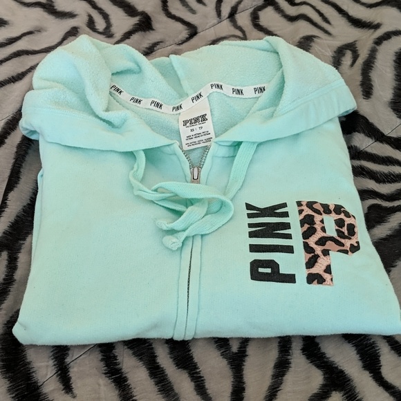 PINK Mint Hoodie with Front Leopard Graphic - Picture 1 of 5